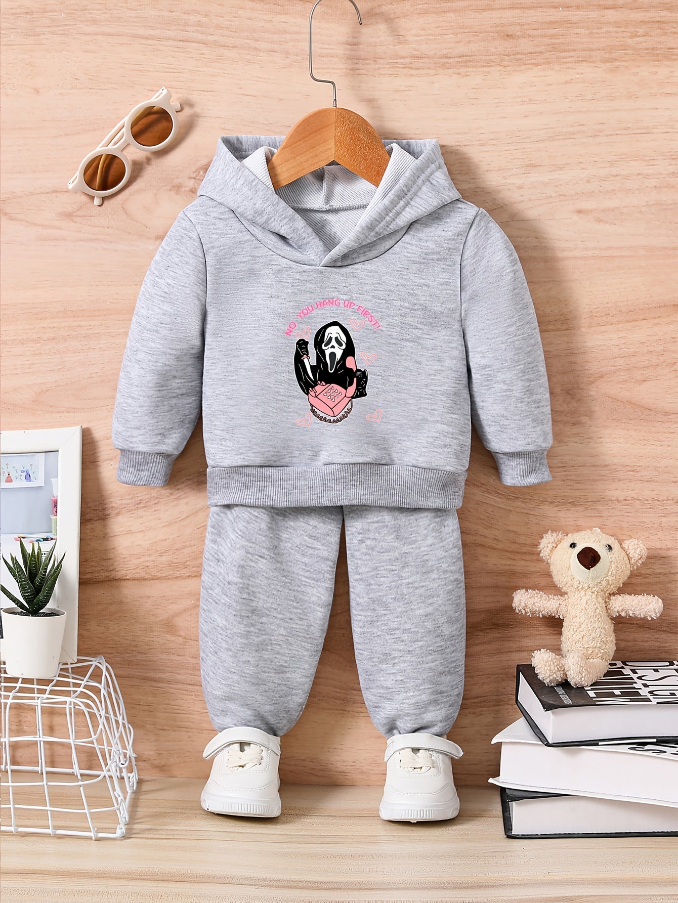 Toddler Halloween Outfit Ghost Calling Up Funny Print Set