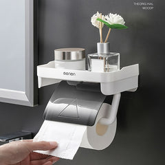 Toilet Paper Holder Wall Mounted Waterproof Shelf