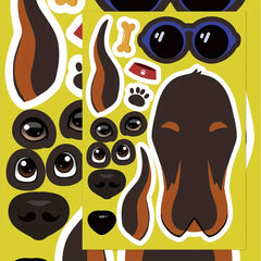 8pcs Cartoon Dog Puzzle Stickers PVC Decals Mixed Colors Self Adhesive