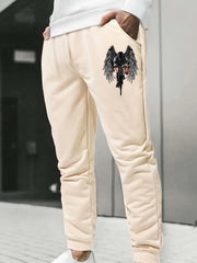Men s Riding Angles Print Drawstring Sweatpants Elastic Waist Active Pants