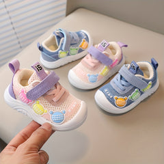 Baby Girls Bear Slip On Mesh Sneakers, Breathable, No Tie, Outdoor Shoes