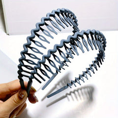 2pcs Solid Teeth Hair Band, Sweet Style Headband for Women Girls