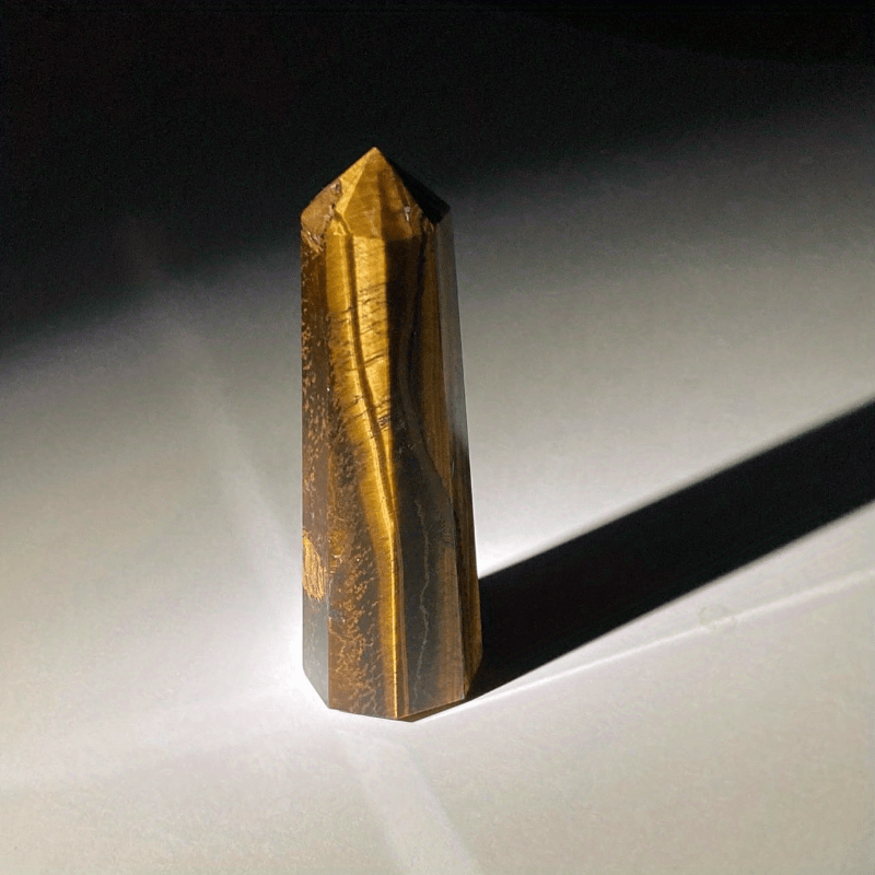 Yellow Tiger Eye Crystal Tower 6 inch Natural Healing Point Obelisk