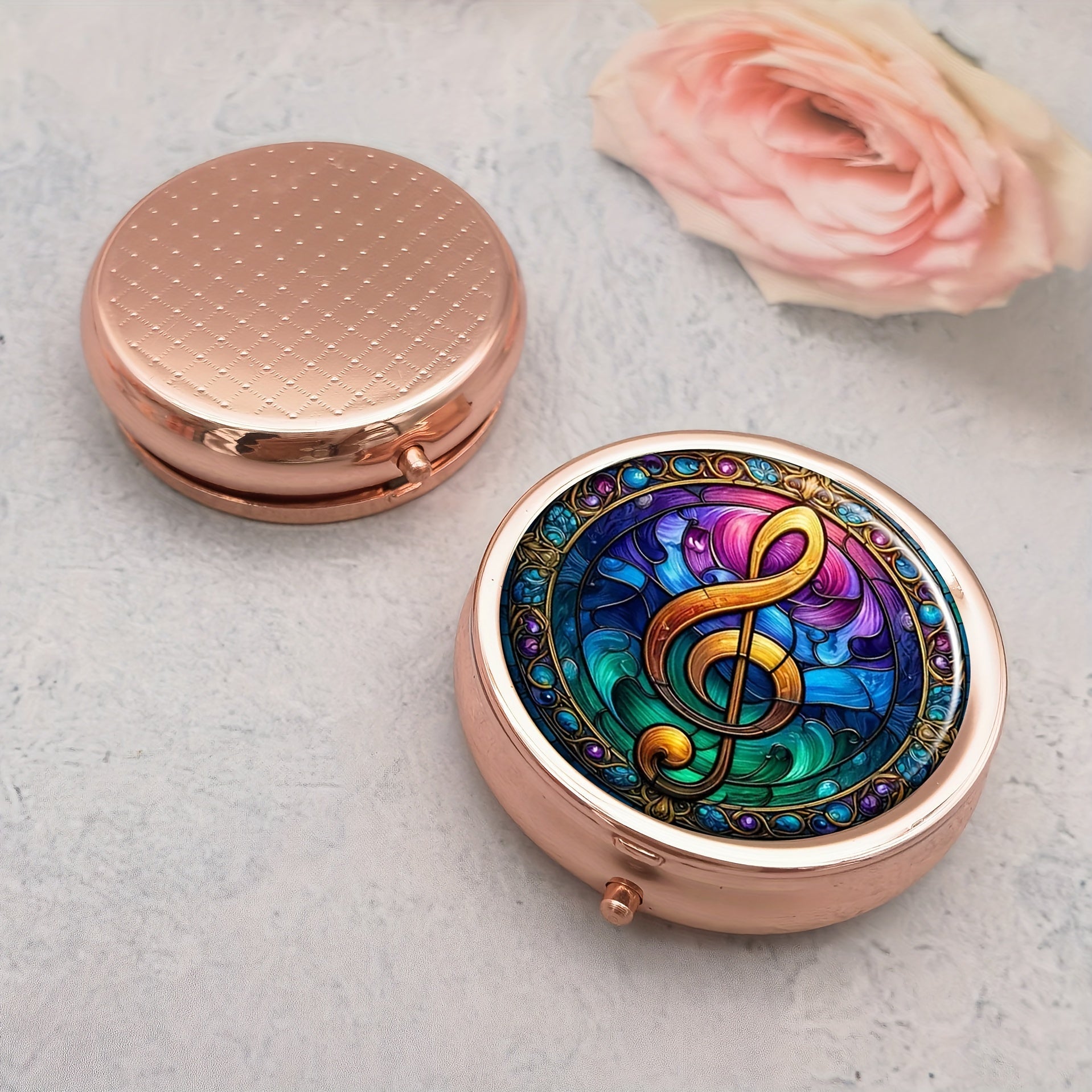 Rose Gold 3 Compartment Pill Box Case Portable Tablet Vitamin Holder