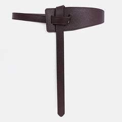 Lychee Pattern Faux Leather Belt Dress Belt Knot Belts Wide Waist Belt