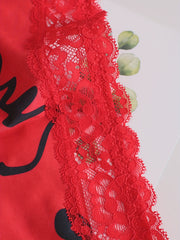 3 Pack Plus Size Thongs Set Women's Plus Lace Floral & Dot Print Thongs Set