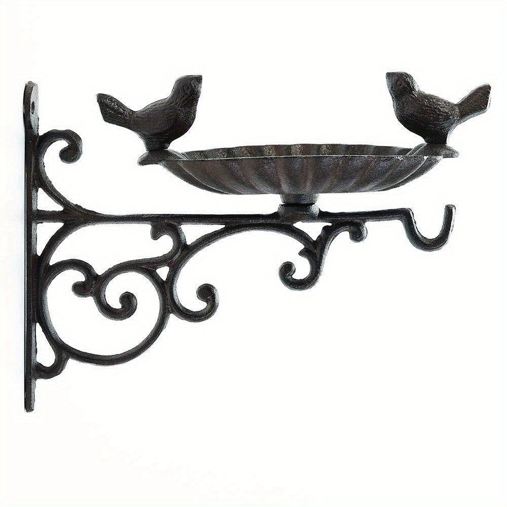 Heavy Duty Cast Iron Bird Feeder & Bath Vintage Wall Mount Hanger