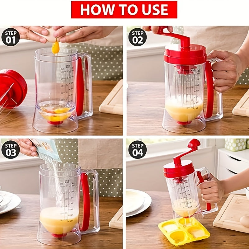 Hand Crank Pancake Batter Dispenser with 12 Silicone Muffin Cups