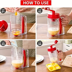 Hand Crank Pancake Batter Dispenser with 12 Silicone Muffin Cups