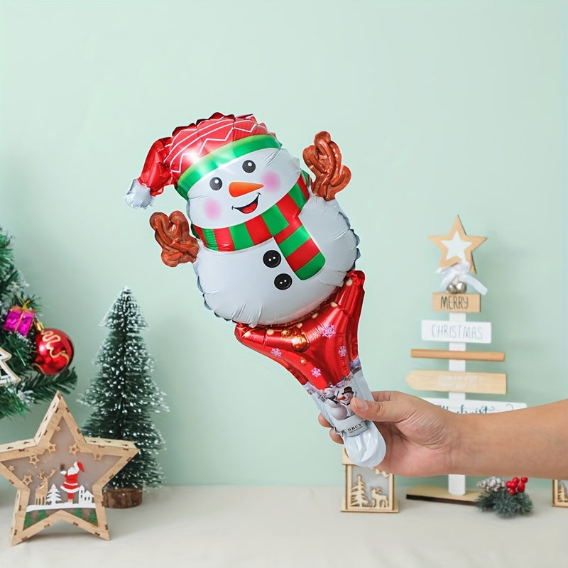 10pcs Christmas Hand Balloons Santa Claus Snowman Elk Gingerbread Man Decoration