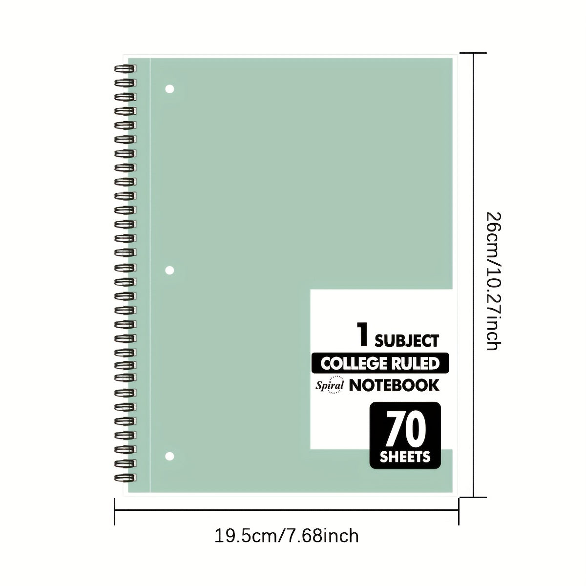 1pc Spiral Notebook 1 Subject College Ruled Paper 70 Sheets