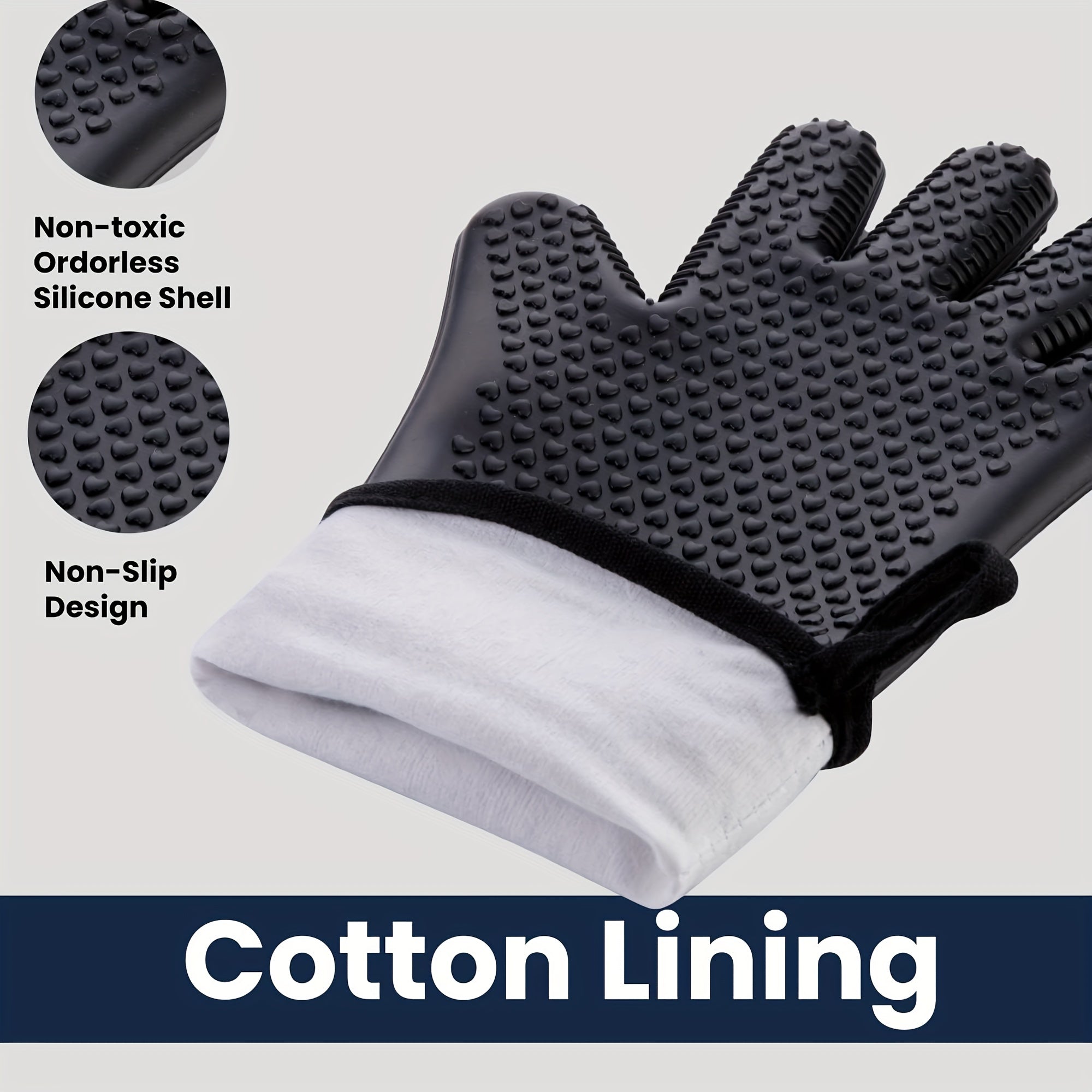 2pcs Silicone BBQ Gloves Heat Resistant Grilling Oven Mitts