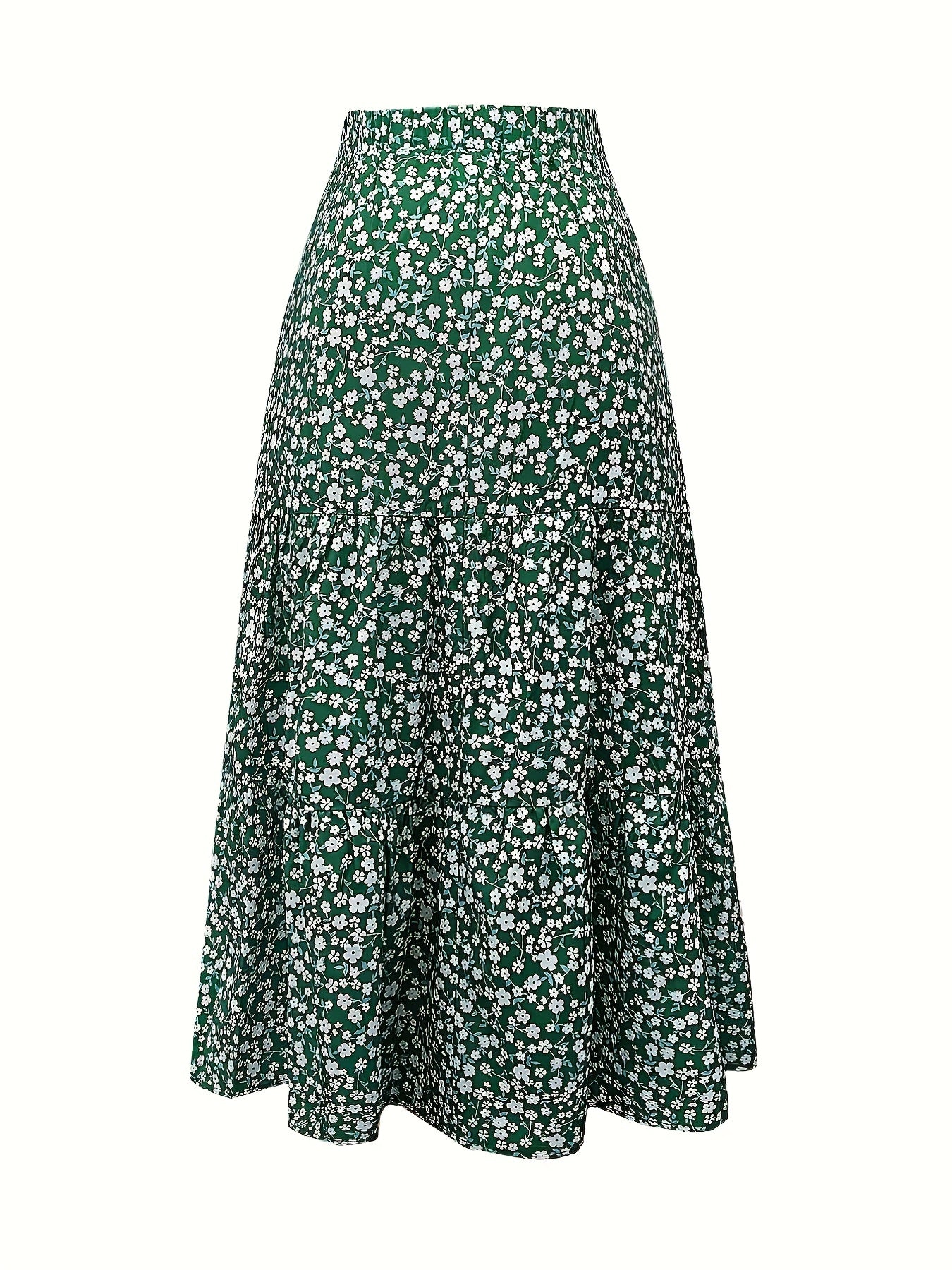  Ditsy Floral Print Maxi Smock Skirt