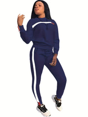 Casual 2pc Set Crew Neck Tops & Running Pants