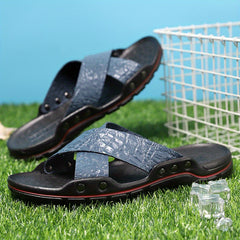 Men's Solid Open Toe Cross Strap Sandals