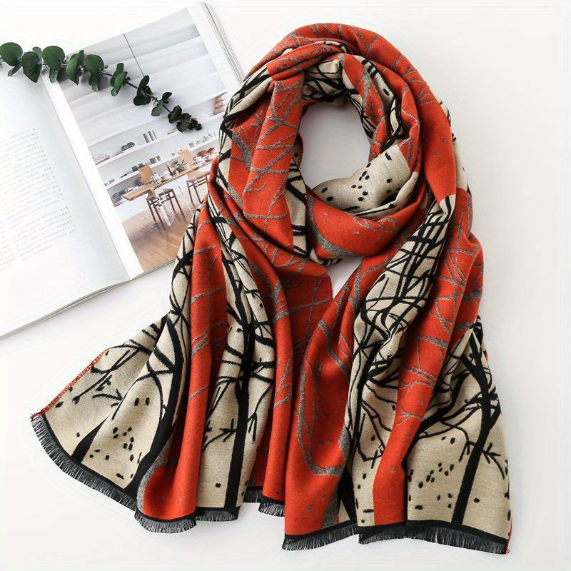Plaid Print Fringed Shawl Warm Capes