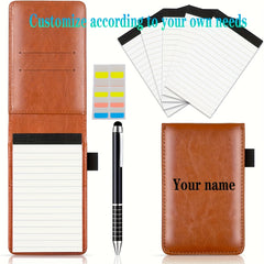 Faux Leather Pocket Notepad Holder Set with Pen College Rules Mini Notebook