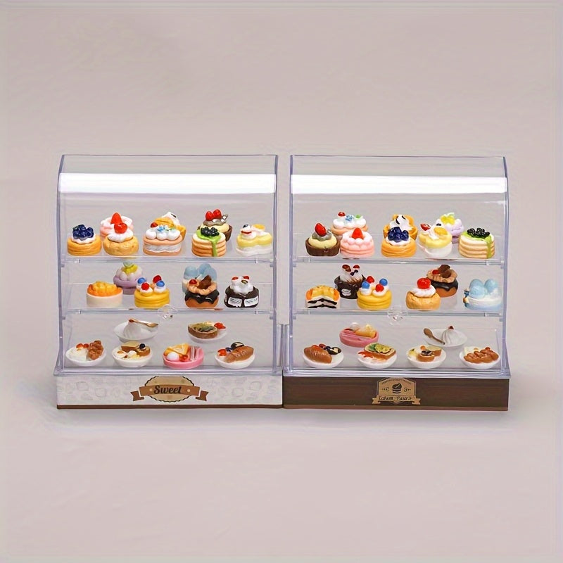 Mini Cake Display Case with Detailed Cake Designs ABS Colorful Dessert Set