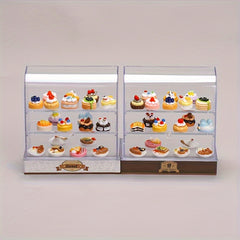 Mini Cake Display Case with Detailed Cake Designs ABS Colorful Dessert Set