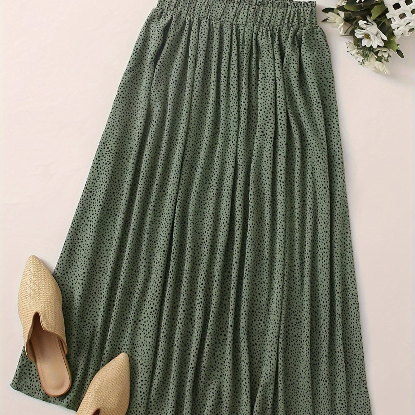  Dalmatian Print Elastic Maxi Skirt