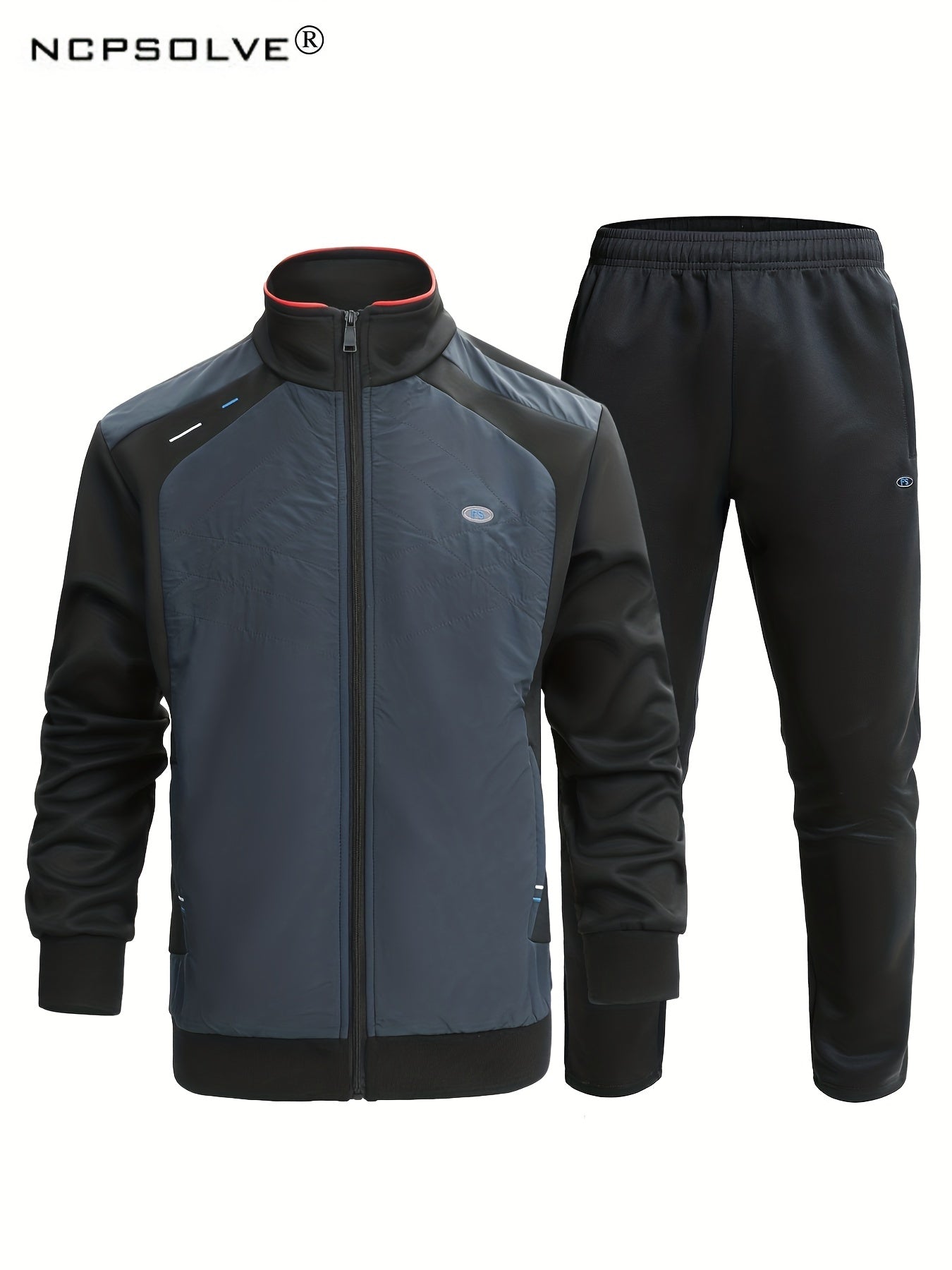 Men's Sports Suit Stand Collar Zip Up Jacket & Shorts