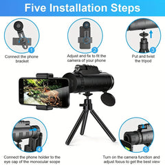 HD 40X60 Monocular Telescope with Compass & Magnifying Glass