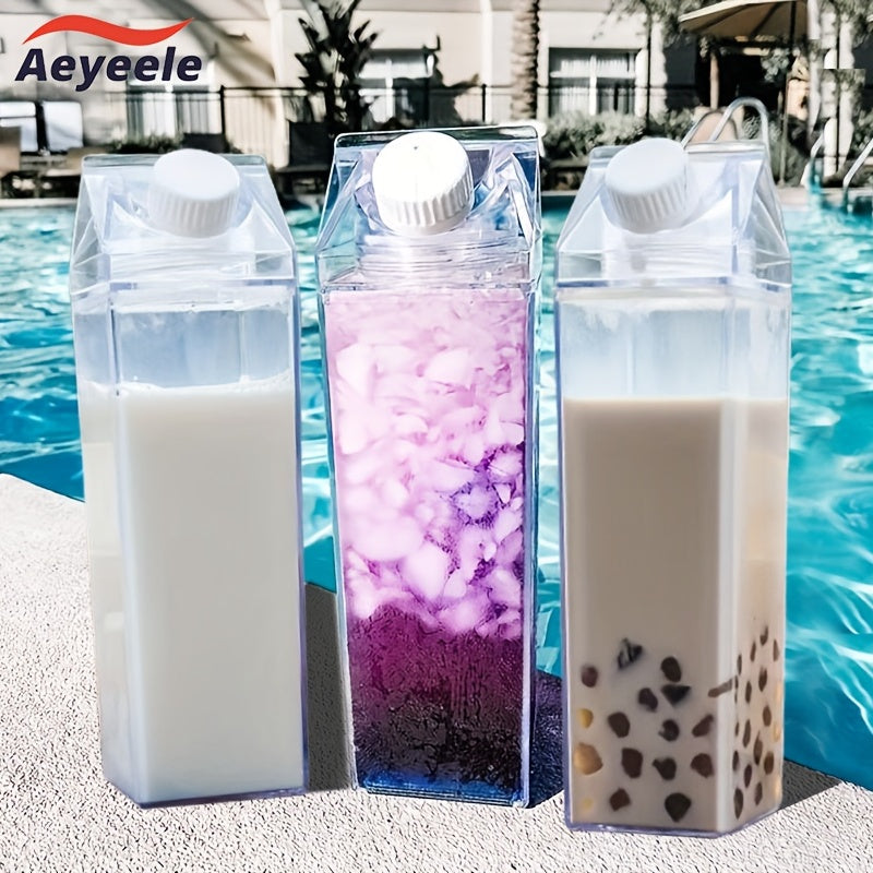 Aeyeele 17oz 34oz Milk Box Water Bottle Portable Square Bottle