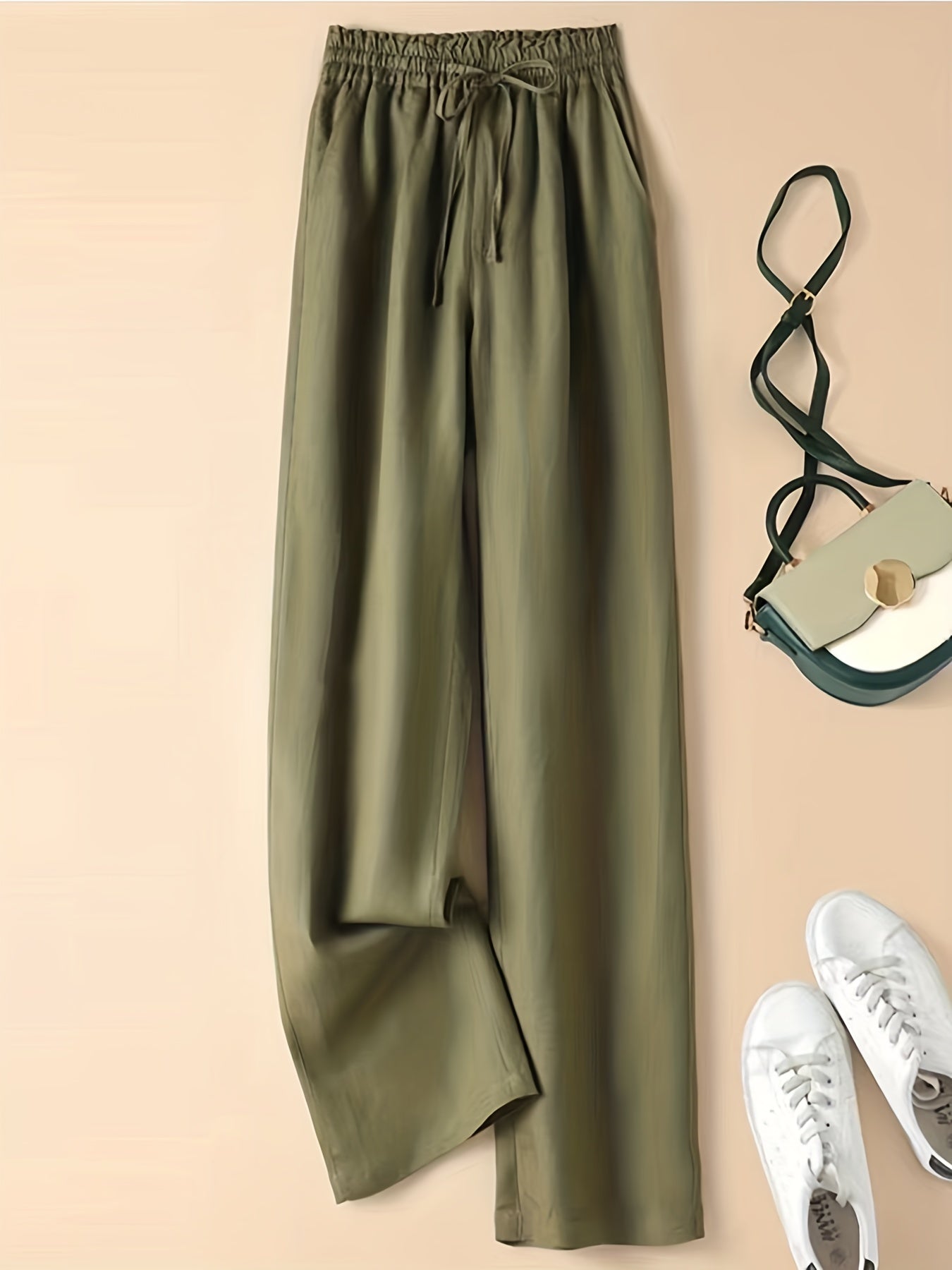 Wide Leg Elastic Waist Pants for Women