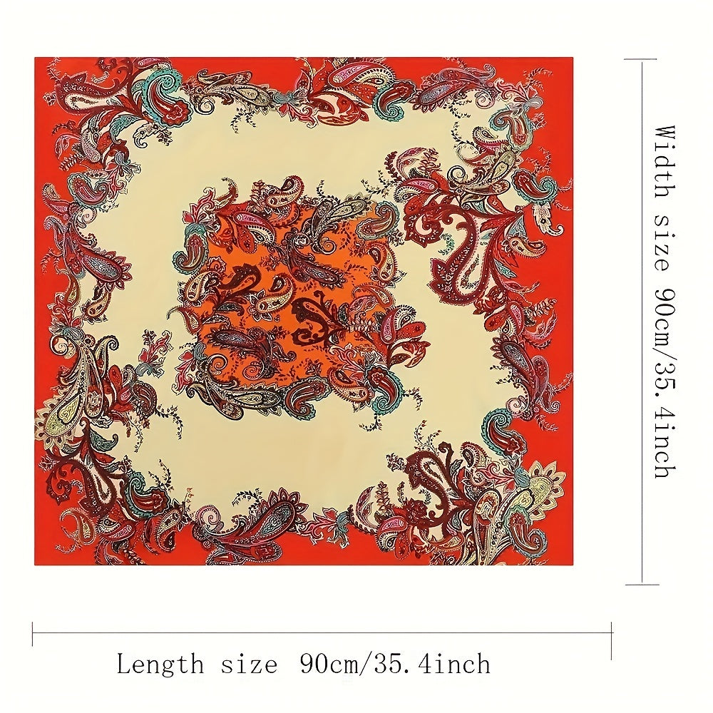 Classic Flower Print Satin Bandana Shawl Silk Square Scarf