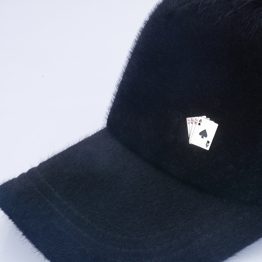 Irregular Poker Ace Silvery Lapel Pin Engraved Brooch-Men