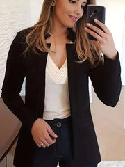  Women's Solid Open Front Blazer