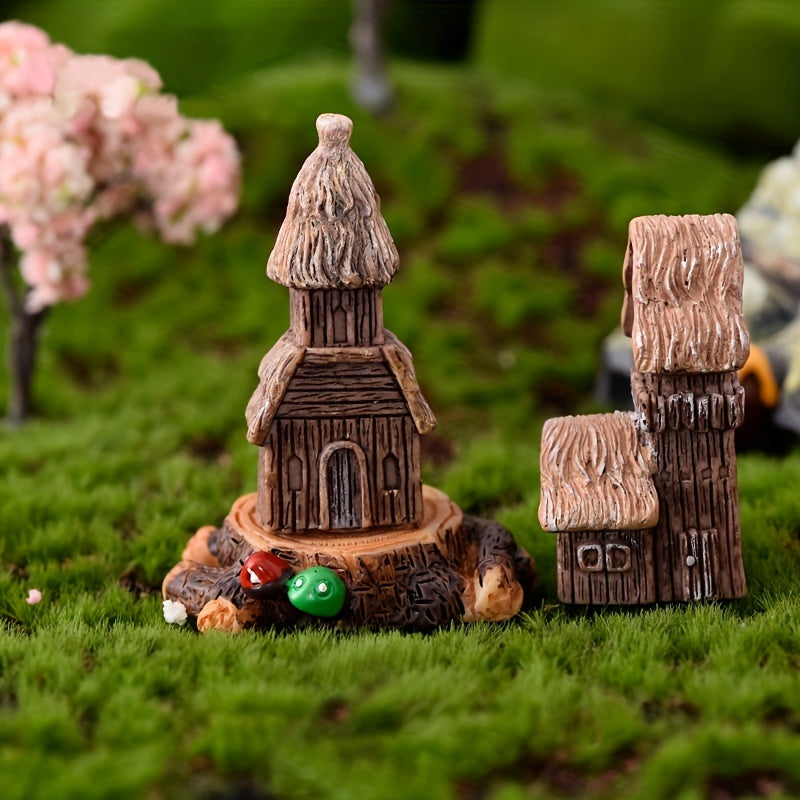 4pcs Tree House Mini Vintage Fairy Garden Accessories
