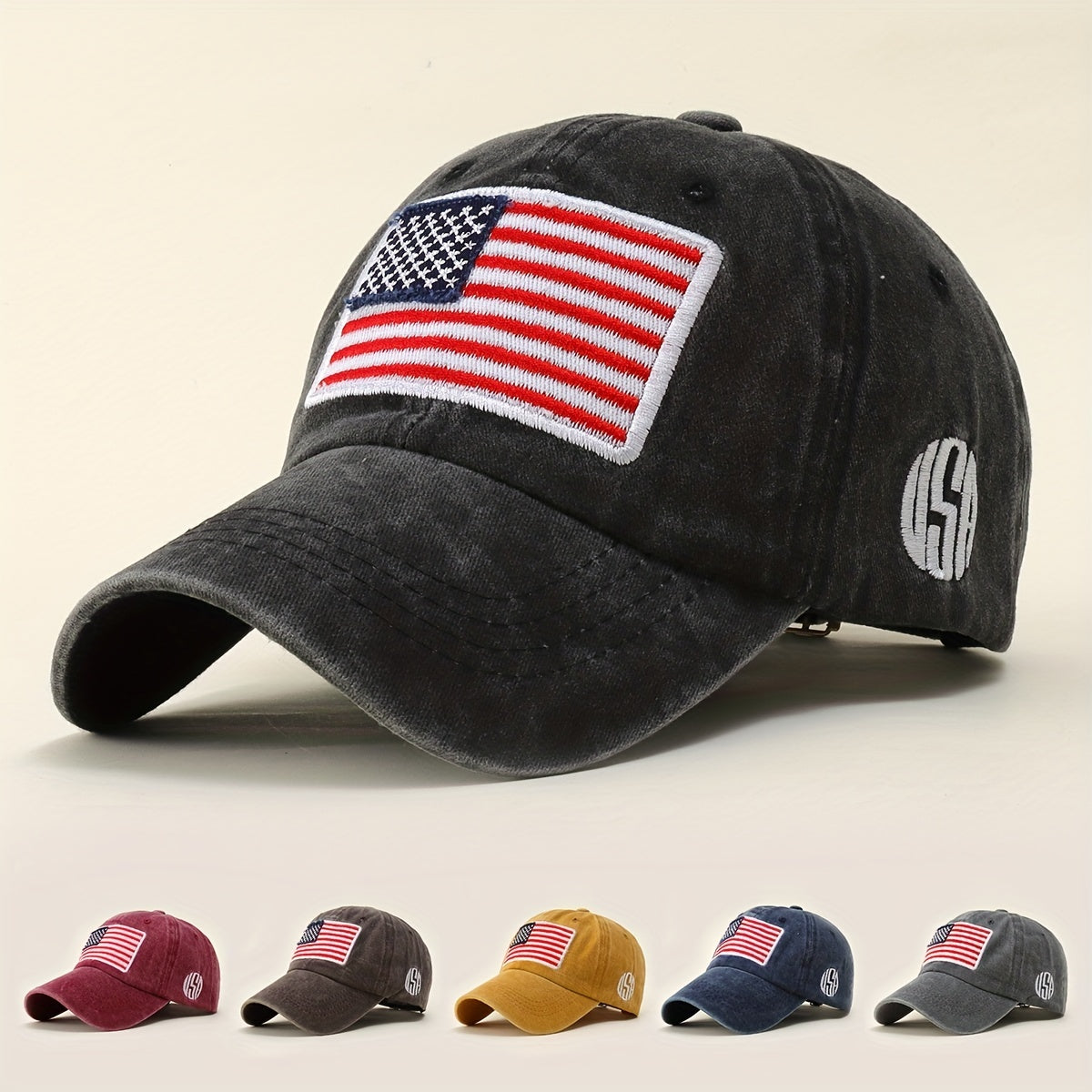 American Flag Embroidery Baseball Cap Unisex Distressed Dad Hats Adjustable