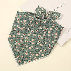 Floral Print Plain Bandana Solid Vintage Square Scarf Women Casual Neckerchief