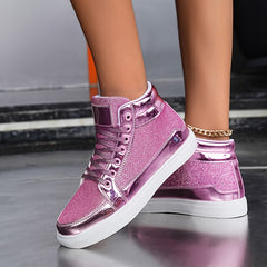 Sequin Reflective High Top Skate Shoes Glitter