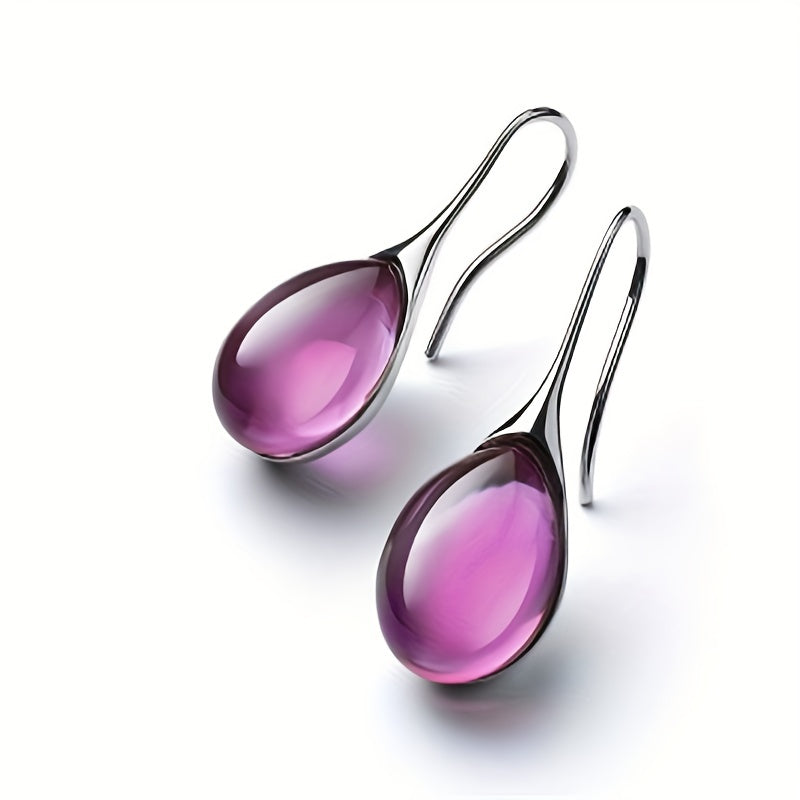 Men's Drop Shape Inlaid Opal Earrings - Four Colors Gemstone Earrings