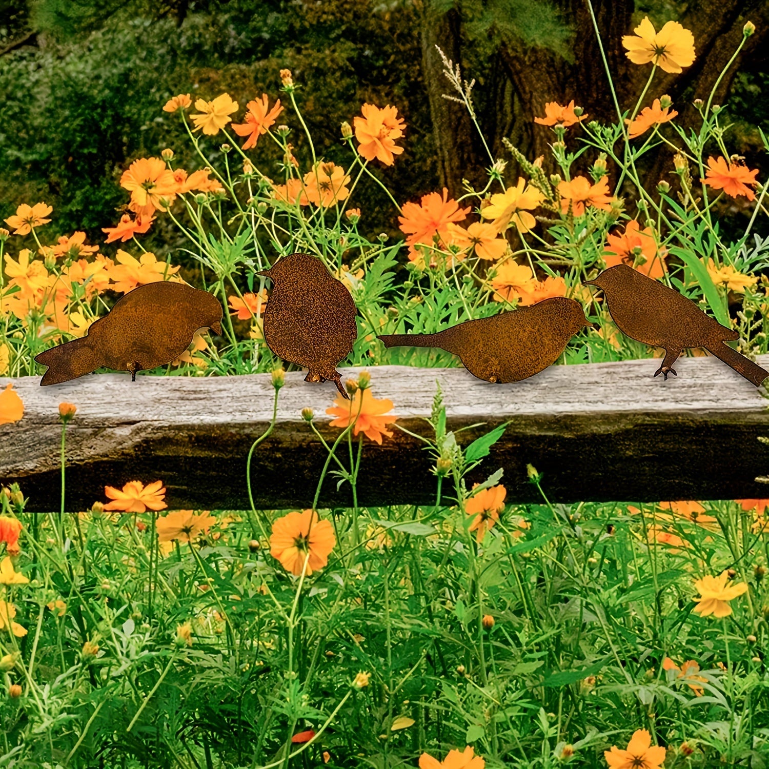 4pcs Metal Bird Silhouette Decorations for Gardens, Farmhouses, Outdoor Decor