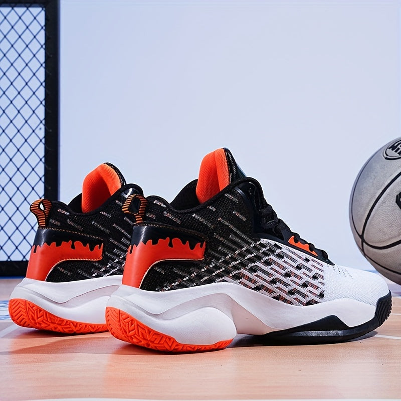 Men's High Top Breathable Basketball Shoes Lace Up Shock Absorption Sneakers