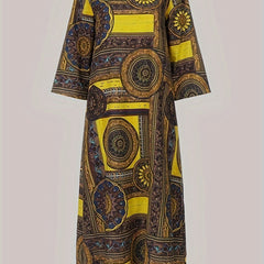  Boho Kaftan Dress Women's Plus Scarf Print Maxi Dress