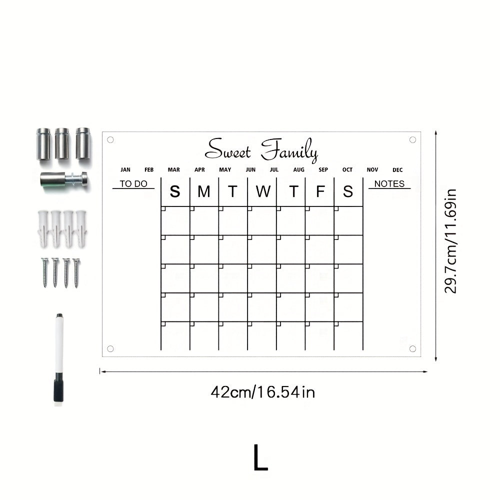 Acrylic Calendar Transparent Wipeable Month Plan Display Board
