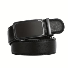 Men's PU Leather Belt Automatic Buckle Business Suit Waist Strap