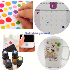 1512pcs Self Adhesive Stickers Arts Crafts Mixed Dots Hearts