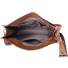 Leopard Print Crossbody Bag Saddle Shoulder Zipper Bag