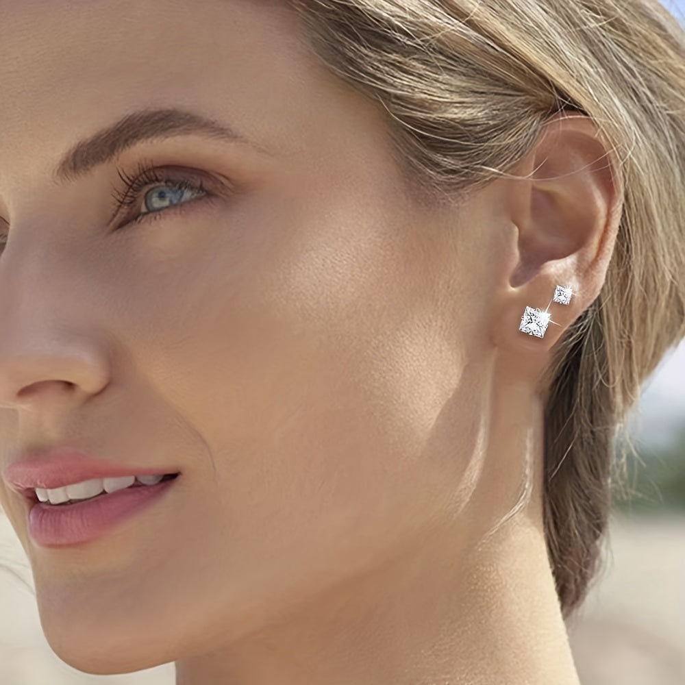 Stainless Steel Stud Earrings 14K Plated Zircon Earrings For Men