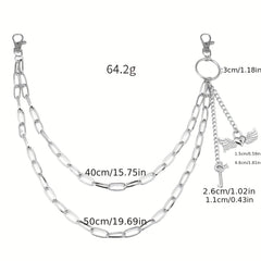 Metal Love Wings Pendant Pants Chain Retro Key Body Chain