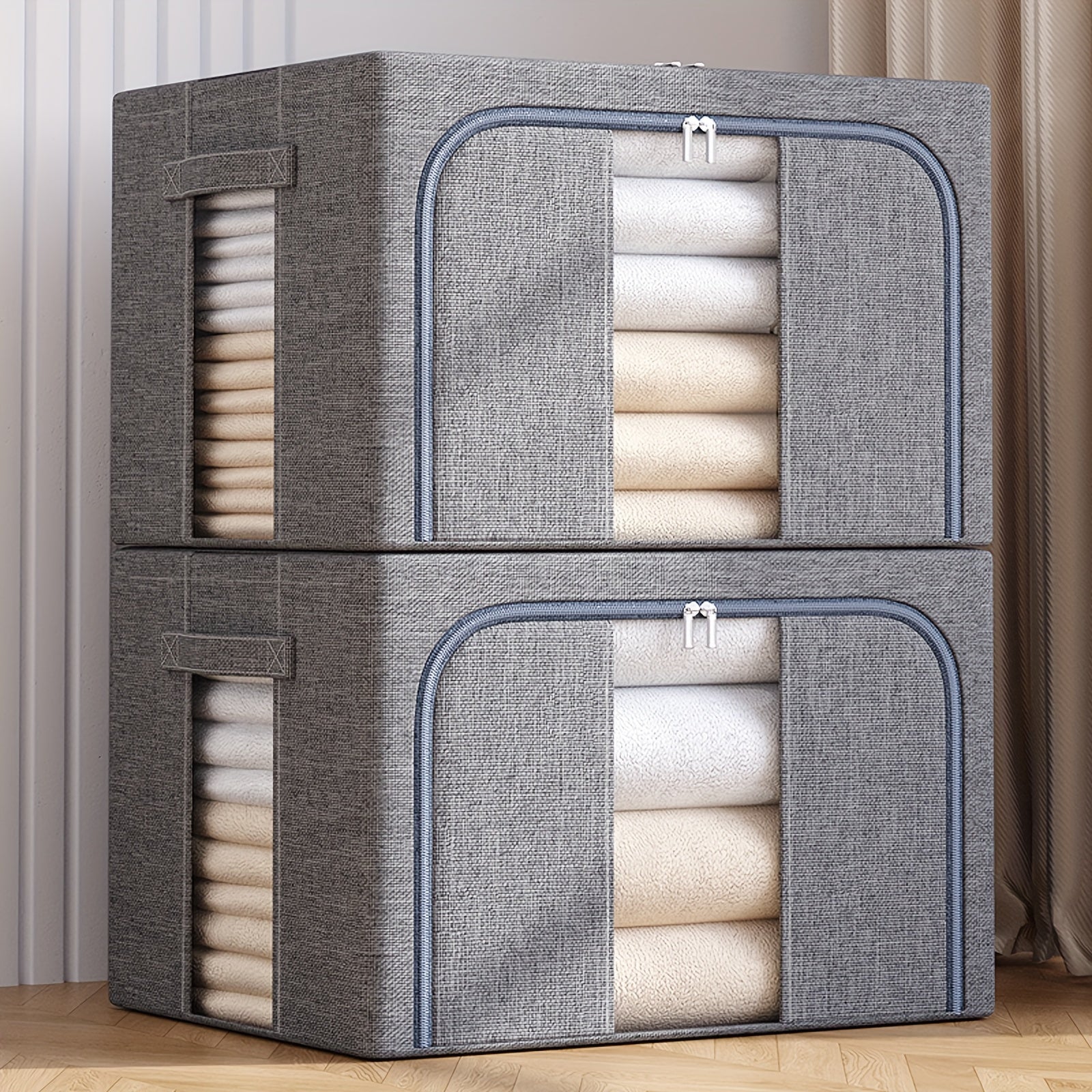 Large Capacity Storage Box With Handles & Visible Window Reusable Box