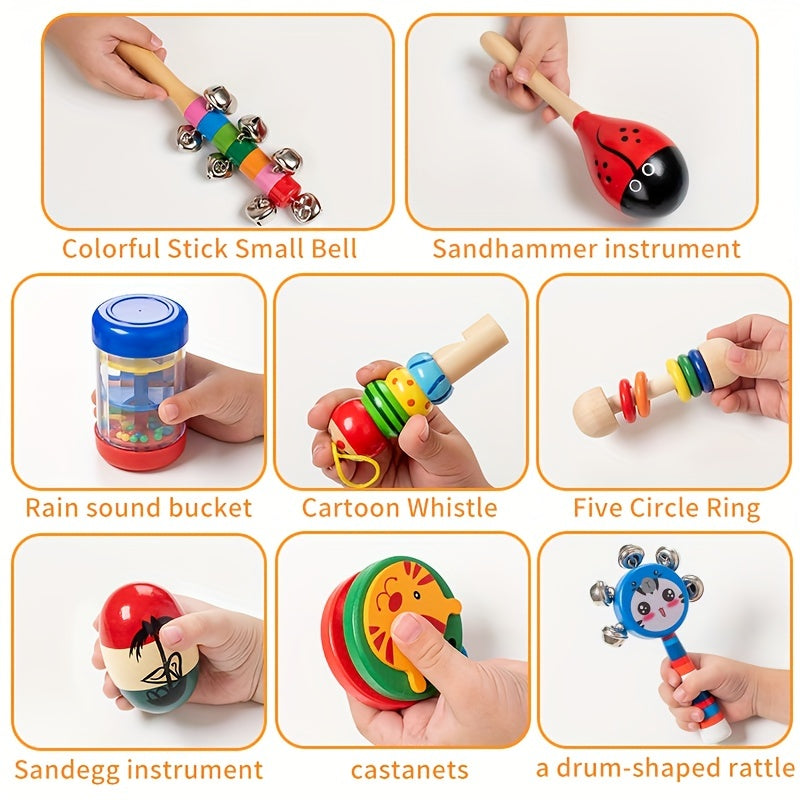 Wooden Montessori Toys Ringing Bells Beaded Ringing Bells Music Toys