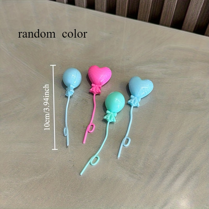 Love Simulation Balloon Sticks Colorful Heart Shaped Balloons with Ribbon
