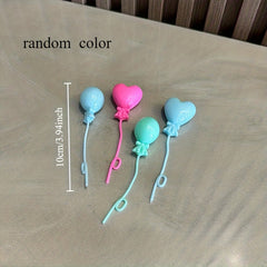 Love Simulation Balloon Sticks Colorful Heart Shaped Balloons with Ribbon