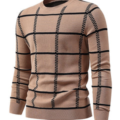 Men's Casual Plaid Sweater Loose Fit Comfy Pullover